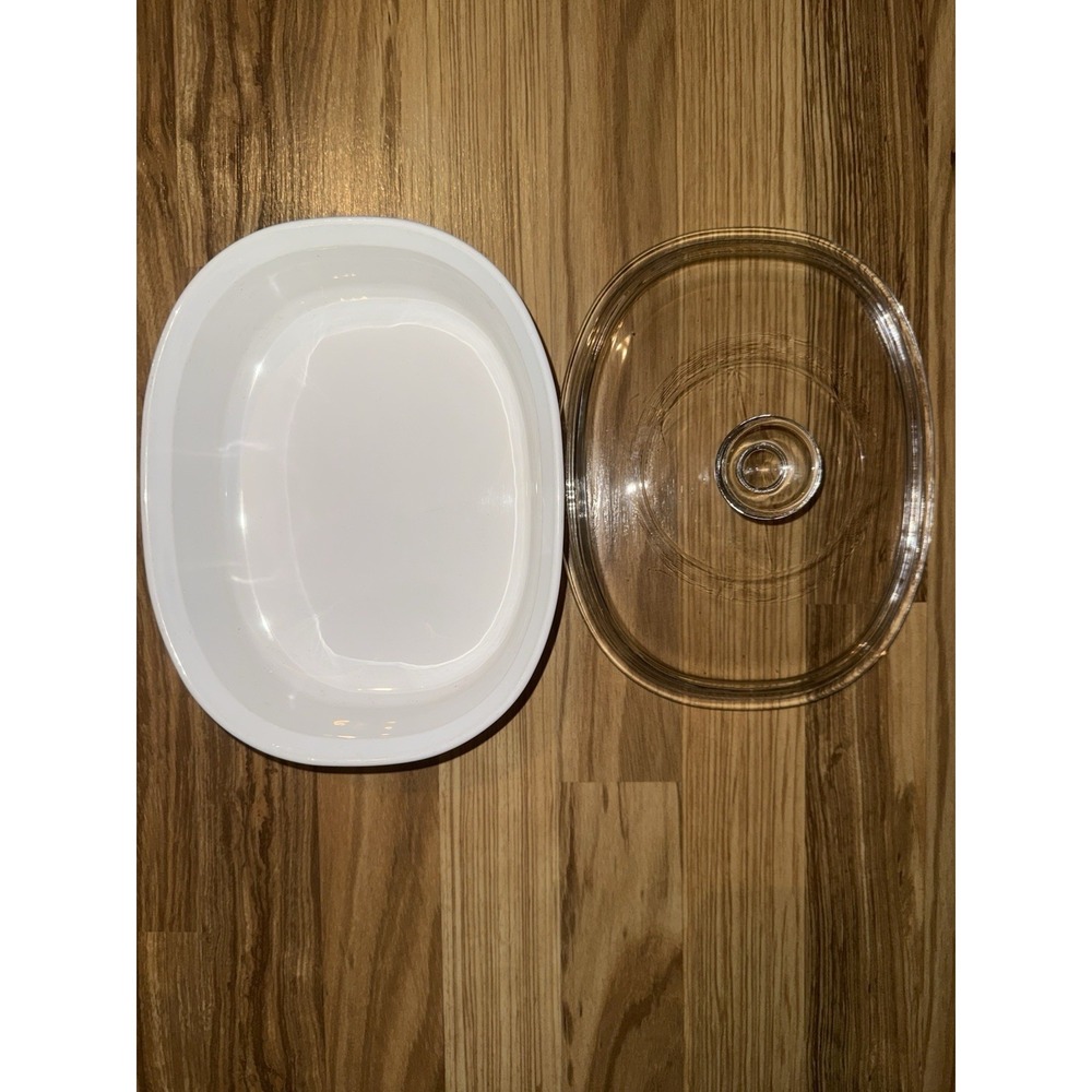 Corning Ware French White Oval Baking Pan Casserole Dish F-6-B 1.8 Liter w/ Lid